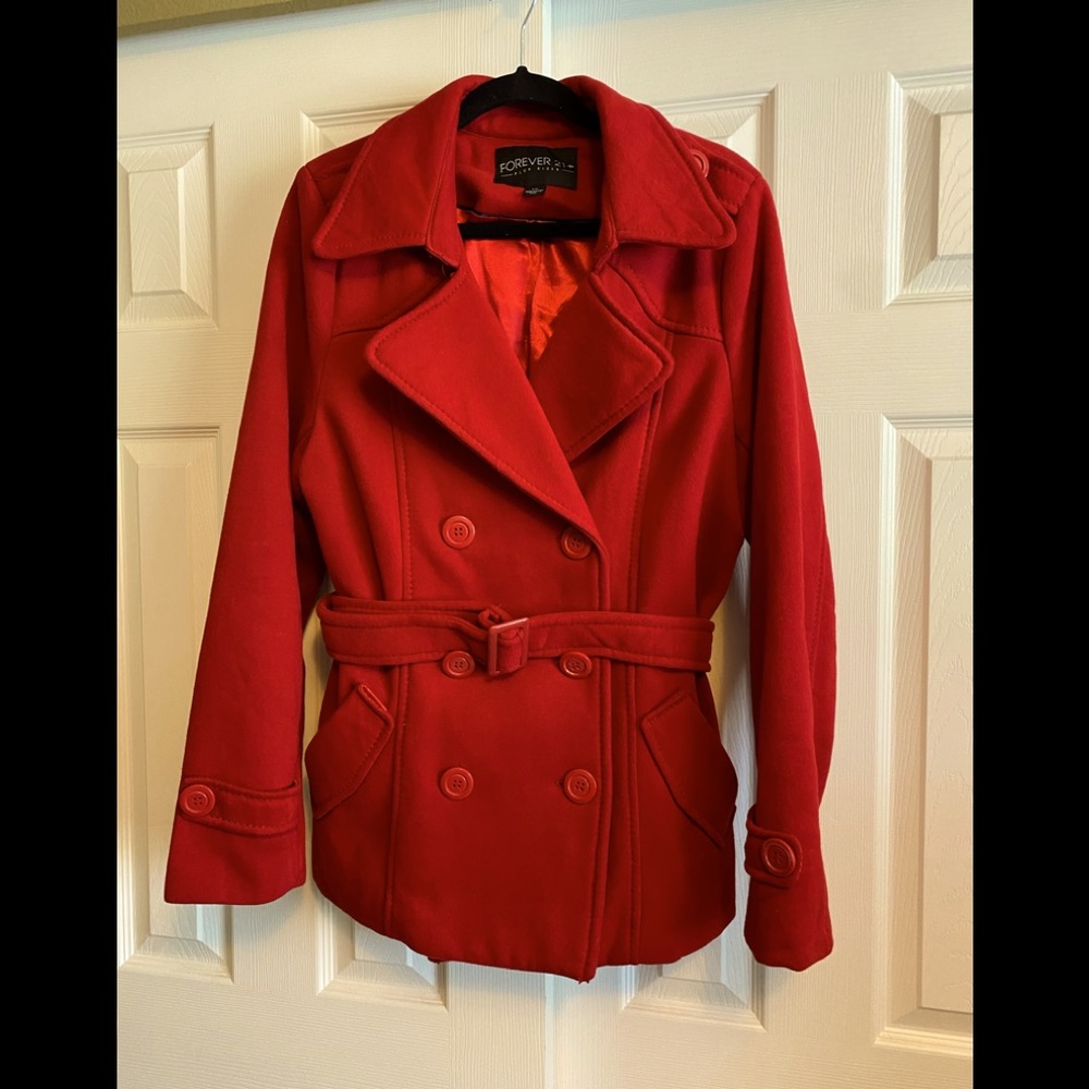 Forever 21 Red Pea Coat size 1XL